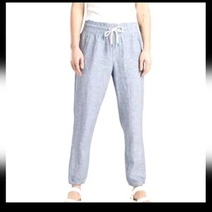 Athleta Cabo Linen Jogger pants in Chambray blue Size 12